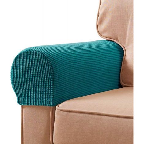 Lot de 4 housses pour accoudoir de fauteuil - Élasthanne - Antidérapantes - En polyester - Pour protéger les meubles,Vert (1/5)