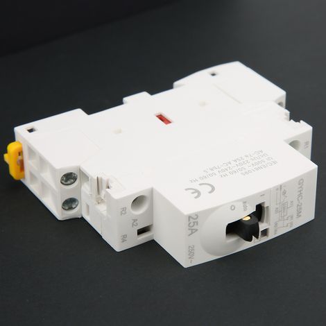 Contacteur CA domestique 2P 25A 220V 50Hz pour montage sur rail DIN avec interrupteur manuel (2NC) (1/5)