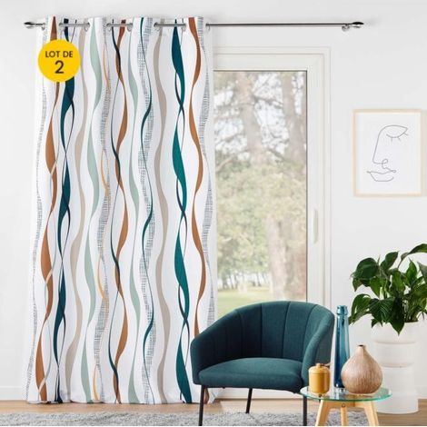 Lot de 2 rideaux a oeillets 140 x 260 cm polyester imprime Lisana (1/5)