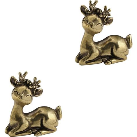 2 Pièces Ornement De Miniature en Laiton Statue De Animal Statue Décor Petit Décor De Bureau Vintage en Laiton Ornement en Figurine en Forme De (1/5)