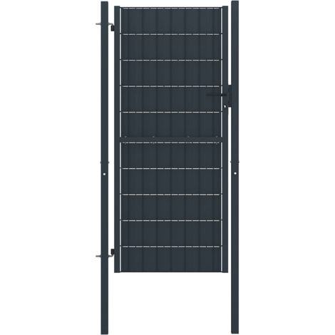 vidaXL Portail de clôture en PVC et acier 100 x 204 cm anthracite