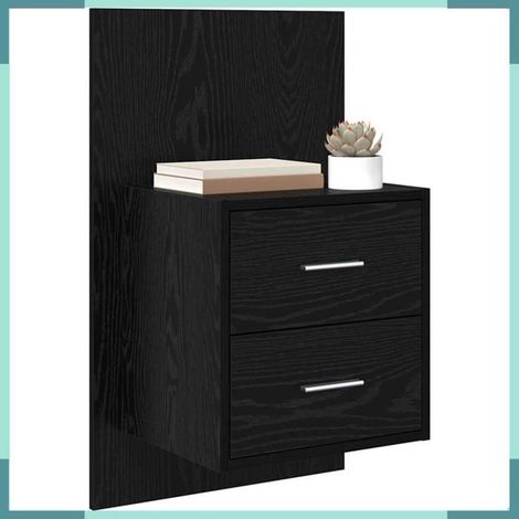 880488 Cabinet de chevet mural 2 pcs Chêne noir 48,5 x 32,5 x 80 cm (1/5)