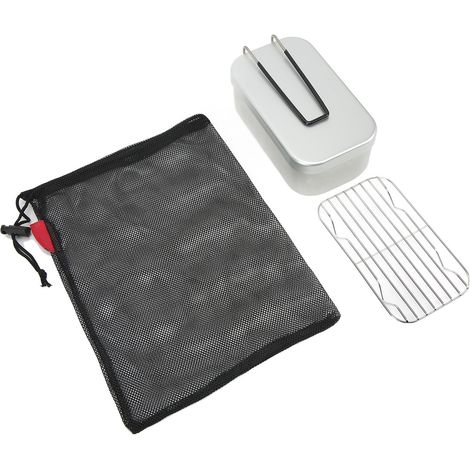 Boîte à lunch avec panier vapeur, poignée pliable, en alliage d'aluminium, idéale pour le camping, les pique-niques, la randonnée et la pêche. Parfaite pour le camping, la pêche, la randonnée et les p (1/5)
