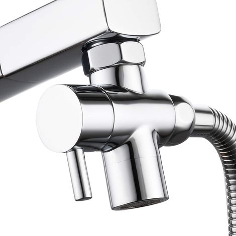 Répartiteur de robinet d'inverseur de vanne d'évier en laiton, adaptateur de robinet vanne d'inverseur de robinet à 3 voies, chrome (1/5)