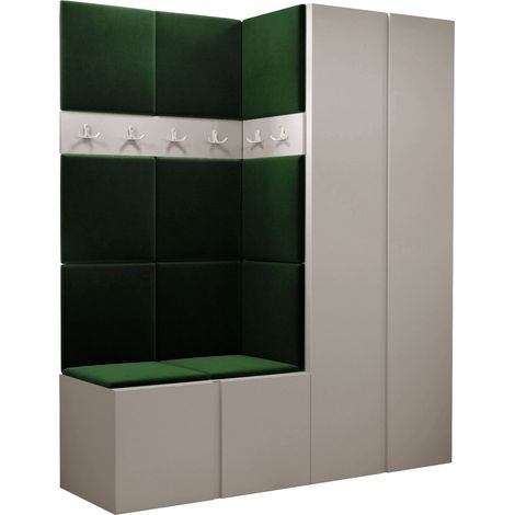 Conjunto para recibidor Pinis III, Polo 889, 186x158x46cm, Aglomerado laminado, Tapiz, Colocada, Montada en la pared (1/5)
