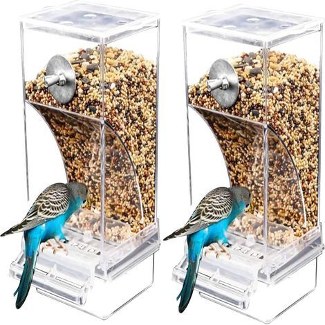 2 Pièces Mangeoire Automatique pour Oiseaux Abreuvoir en Plastique Acrylique De Grande Capacité Accessoires d'alimentation pour Cage À Oiseaux pour Perruches, Canaris, Calopsittes (1/5)