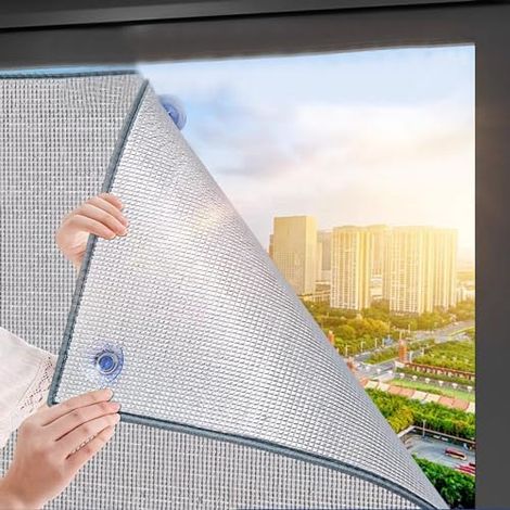 7mm Thickness Aluminum Foil Thermal Insulation Reflective Window Film,Heat Control Anti Uv Window Tint,Privacy Window Film,for Bedroom,Office, Car,Non Adhesive No Residue (40x50cm/16 x20) (1/5)