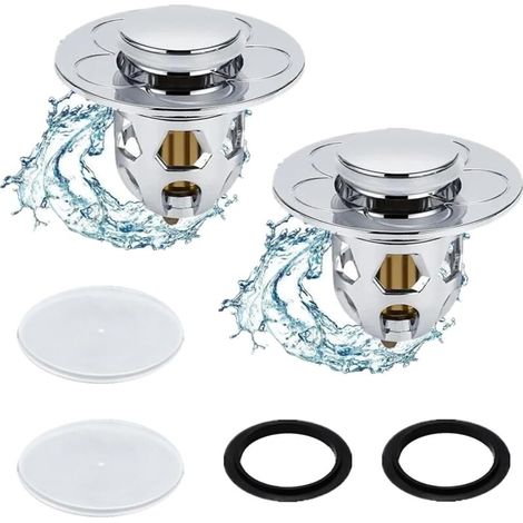 2 Pièces Bonde de Lavabo Universel,Bouchon lavabo Salle de Bain，Bonde de Lavabo Pop-Up,Flitre de Vidange Anti-Bloqué,Bouchon Baignoire pour Lavabo Cuisine（34-40mm）