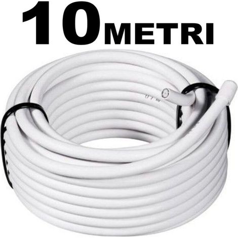 Câble D'extension 10mt Coaxial Antenne Tv Numérique Terrestre 75ohm Câblé Blanc (1/2)