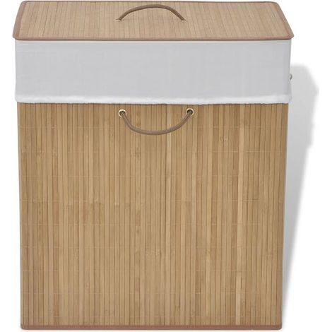 Panier à linge rectangulaire en bambou naturel (1/5)