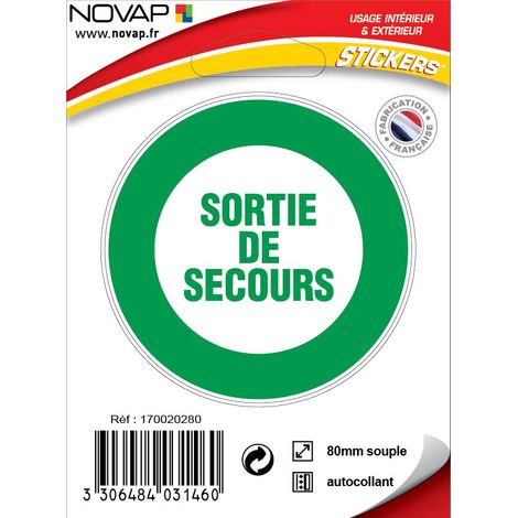Panneau Sortie de secours - Vinyle adhésif Ø80mm - 4031460