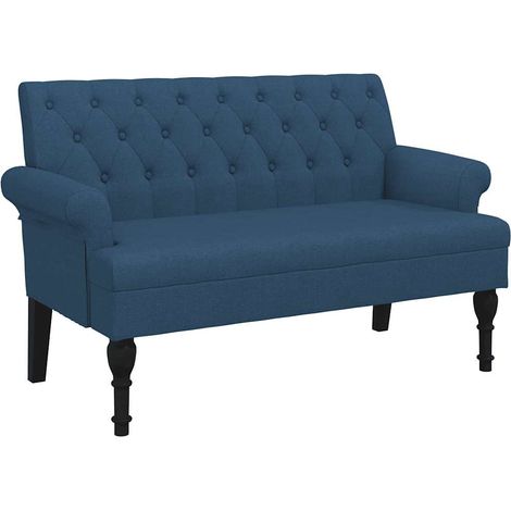 Banco con respaldo tela azul 120x62x75,5 cm vidaXL