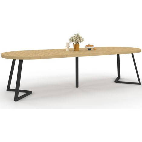 SELMA tavolo da pranzo rotondo allungabile 4-10 persone effetto legno faggio 110-300 cm (1/5)