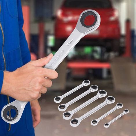 6pcs Metric Ratchet Flexible Spanner Set 8-19mm Combination Wrench Spanners New (1/5)