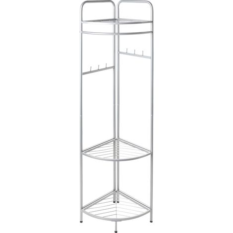 Clothes Rack Silver Steel Metal 160 cm Freestanding Germant Rail Stand with Shelves Glam Industrial LAWTON