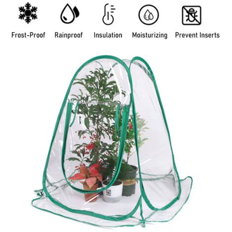 QORVA- Mini couverture pour plantes à effet de serre, protection d'arrière-cour en PVC, pour la culture des fleurs, le jardinage, l'abri contre la pluie, les tentes contre le gel, les plantes d'extéri