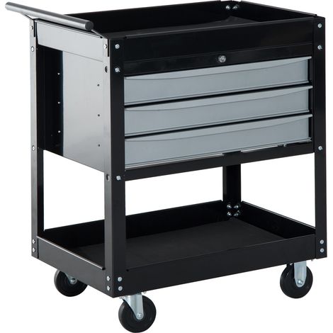 easycomfort carrello da officina professionale cassettiera portautensili in lamiera, nero, 68 x 46 x 88cm (1/5)