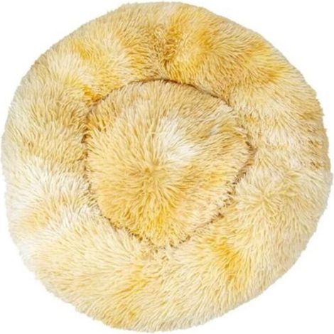 Lit pour chat, coussin moelleux, doux lavable pour chats chiens (tie-dye jaune, 50 cm), Ensoleillé (1/4)