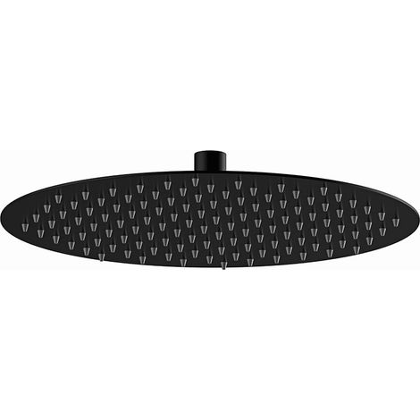 Soffione doccia tondo ultrapiatto nero opaco in acciaio inox Misura: 20 cm (1/3)
