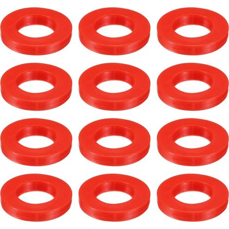 12 Pcs Joint Plat En Silicone Solide DN25 1-3/8" OD x 1" ID x 1/4" Épaisseur Grandes Rondelles Joints D'Étanchéité O Ring, Espaceur Plat En Silicone Industriel, Rouge (1/5)