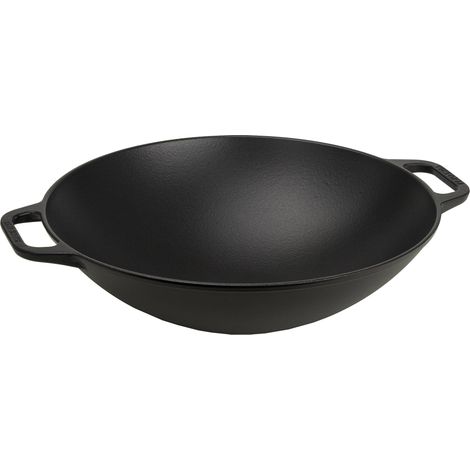 Victoria 30926 Wok Hierro Fundido Esmaltado Inducción 35,5cm, Apta Fuego, Barbacoa, Horno Cast Iron Skillet Negro (1/5)