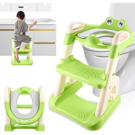 Siège de toilette antidérapant pour enfants avec marchepied intégré - coussin anti-éclaboussures, structure stable et pliable, convient aux garçons/filles - facile à nettoyer - idéal pour l'apprentiss (1/5)