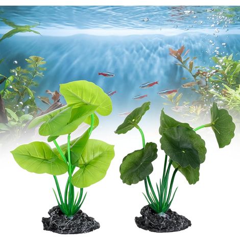 Lot de 2 plantes artificielles pour aquarium - Décoration naturelle pour aquarium (1/5)