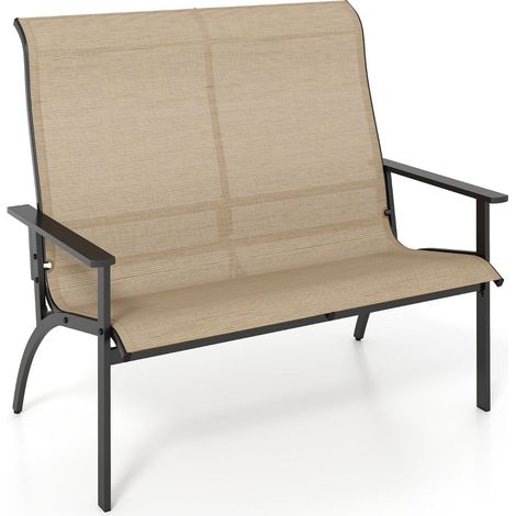 Panca da giardino 81 x 120 x 106 cm per 2 persone ergonomica e robusta in tessuto color caffè 200010535