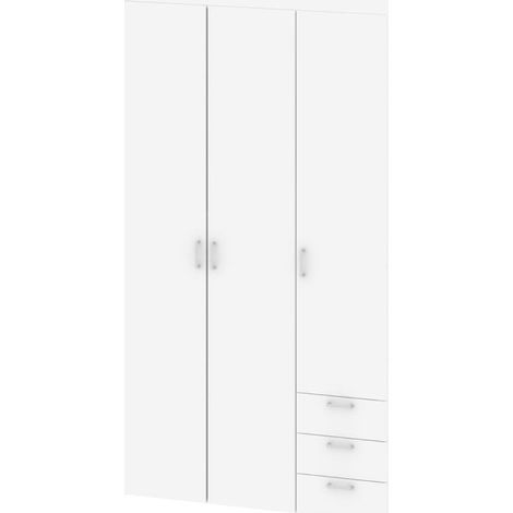 Spell Kleiderschrank 3 Türen, 3 Schubladen weiss.