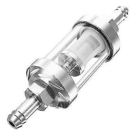 Filtre à carburant universel en ligne 8 mm - Filtre à carburant lavable - Filtre à essence - Accessoires pour scooters et motos - Accessoires moto en alliage (argent) - Yvan (1/5)
