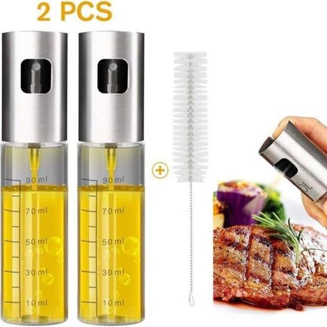 ChangM Vaporisateur d\'huile 2PCS 100ML ,Vaporisateur Huile Pulvérisateur d\'huile d\'olive, en Acier Inoxydable et Verre Bouteille