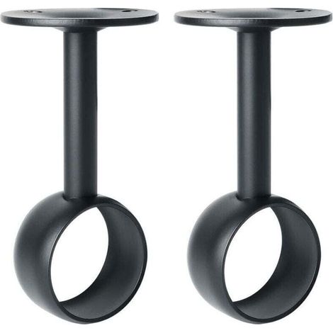 Support de Tringle à Rideaux Support Tringle Penderie avec Vis Support de Plafond pour Rideau et Armoire, Noir Mat en Acier Inoxydable, Diamètre 32 mm, 2 Pcs (1/4)