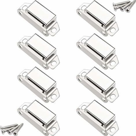 Aimants loqueteaux magnétiques, 10 kg loqueteau de porte magnétique et 32 vis, 304 Acier inox, loqueteaux magnétiques aimanté pour fermeture de porte meuble/armoire/placard (1/5)