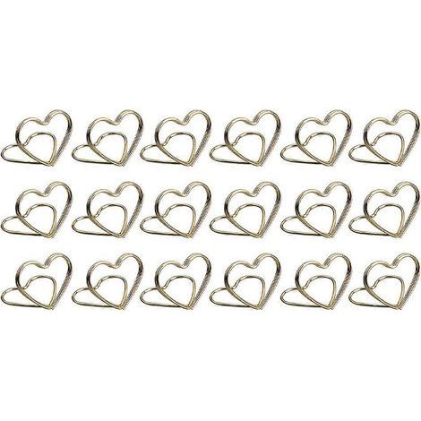 Set mit 20 doppellagigen, herzförmigen Memo-Haltern aus Metall für Hochzeits- und Banketttische (Gold) – 3,5 x 2,8 cm – Gold (1/3)