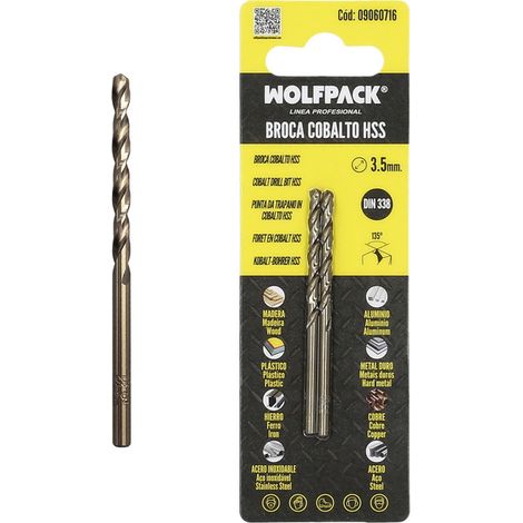 Broca cilíndrica Ø3,5mm fabricada en cobalto HSS DIN 338 (Blíster de 2 unidades) (1/5)