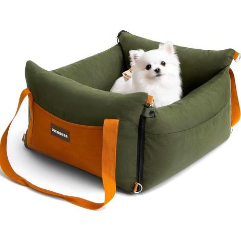 Car Dog Car Seat for Small and Medium Under 15kg, Portable Dog Car Basket with Expandable Rest Area, Detachable Car Seat for Transport with Safety Clip (1/5)