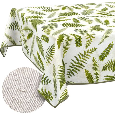 Nappe enduite Fougère avec Ourlet 140x120 cm Anti-Taches (1/5)