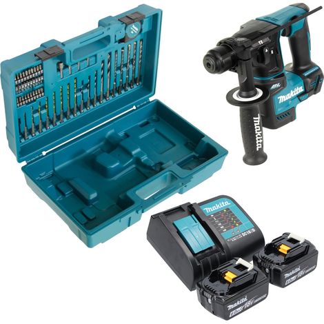 Makita DHR 171 SGX3 Akku Bohrhammer 18 V 1,2 J SDS-Plus Brushless + 2x Akku 6,0 Ah + Ladegerät + 65 tlg. Zubehör Set + Koffer (1/5)