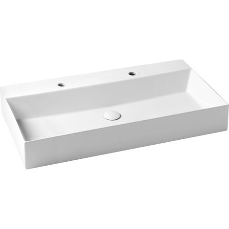 Lavabo Elegance sospeso/appoggio 102x45 due fori in ceramica