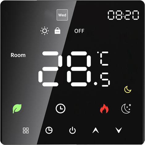 Thermostat intelligent pour la maison, écran tactile, contrôle programmable de la température, protection IP20, modes automatique et manuel, thermostat numérique pour chauffage au sol électrique 16 A