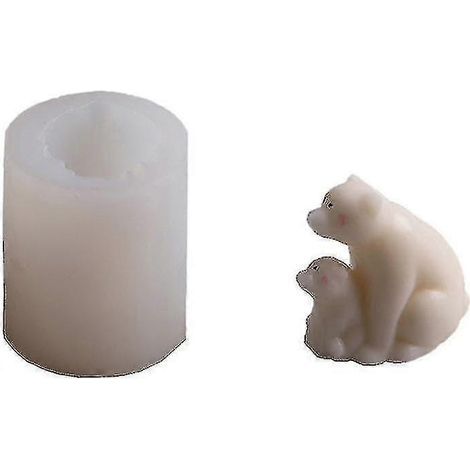 3D-Silikonform für Kerzen in Form eines Eisbären und seines Jungen, Aromatherapie-Kerzenform (1/5)