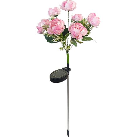 Lampe Solaire Fleur De Pivoine - 7 Têtes LED - Étanche - Décoration Extérieure Pour Chemins Et Terrasses - 71 Cm (1/5)