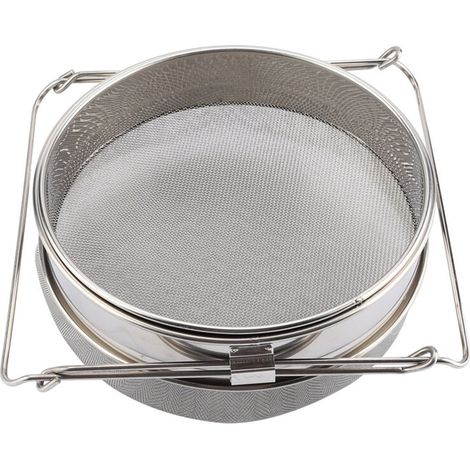 Grand tamis/passoire/filtre à miel en acier inoxydable à double couche avec bras réglables (1/5)