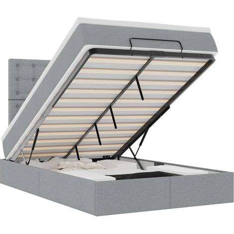 Maison Exclusive - Ottoman-Bett mit Matratze & LEDs Hellgrau 120x