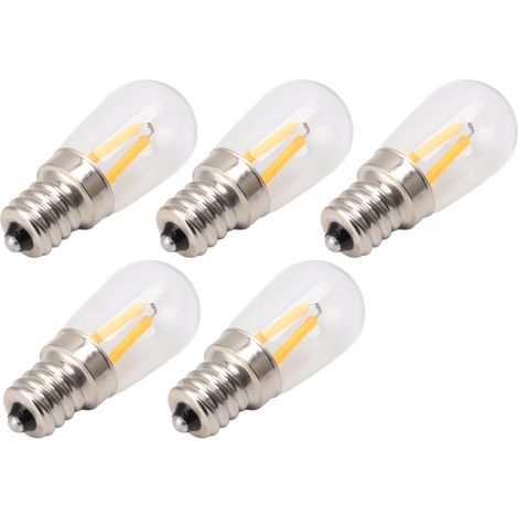 Lot de 5 ampoules LED E12 pour réfrigérateur, basse consommation et faible dégagement de chaleur, 120 V, lumière chaude (1/5)