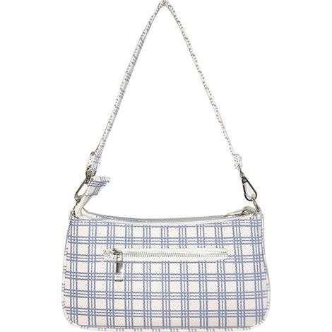 Petit sac à main en toile Fashion lady retro aisselle (bleu blanc)