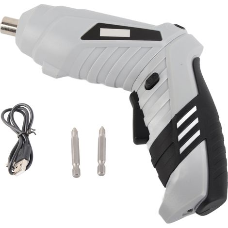 Tournevis électrique sans fil rechargeable 3.6V avec 2 embouts pour perçage et réparations, blanc (1/5)