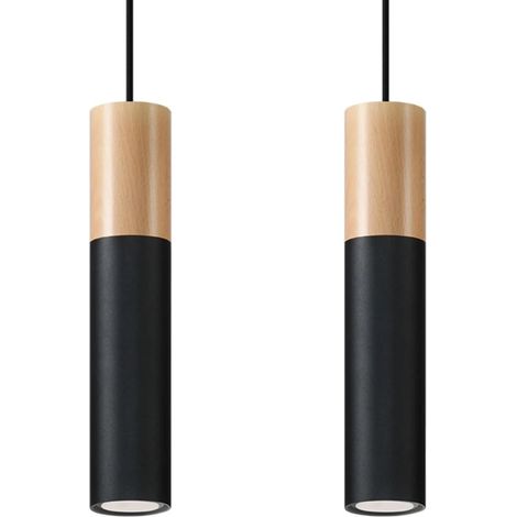 Lámpara colgante Vira negro, 2 luces (1/4)