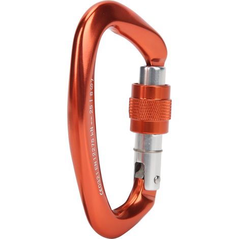 Bergsteiger-D-Karabiner mit Verriegelungsclips, robuste Legierung, Karabiner für Klettern, Tangerine (1/5)
