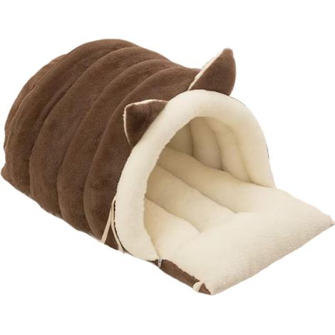 Nid pour animal domestique fermé avec fond antidérapant pour chats, isolation épaisse, chaud, chaud, amovible, lavable,Marron (1/5)